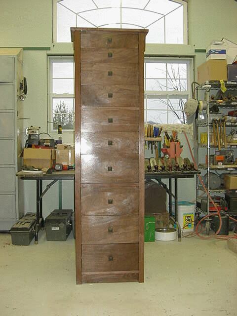 Walnut 10 Drawer Chest - Front View