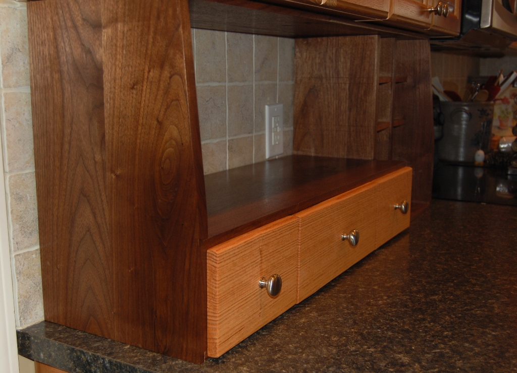 Walnut Cookbook Shelf / Wine Rack