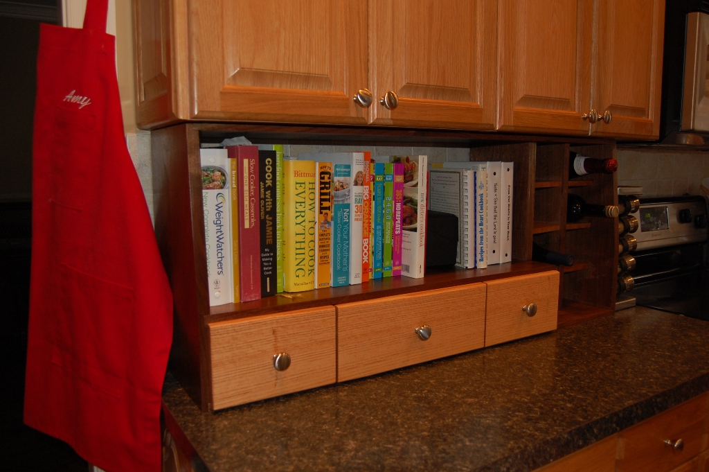 Walnut Cookbook Shelf / Wine Rack