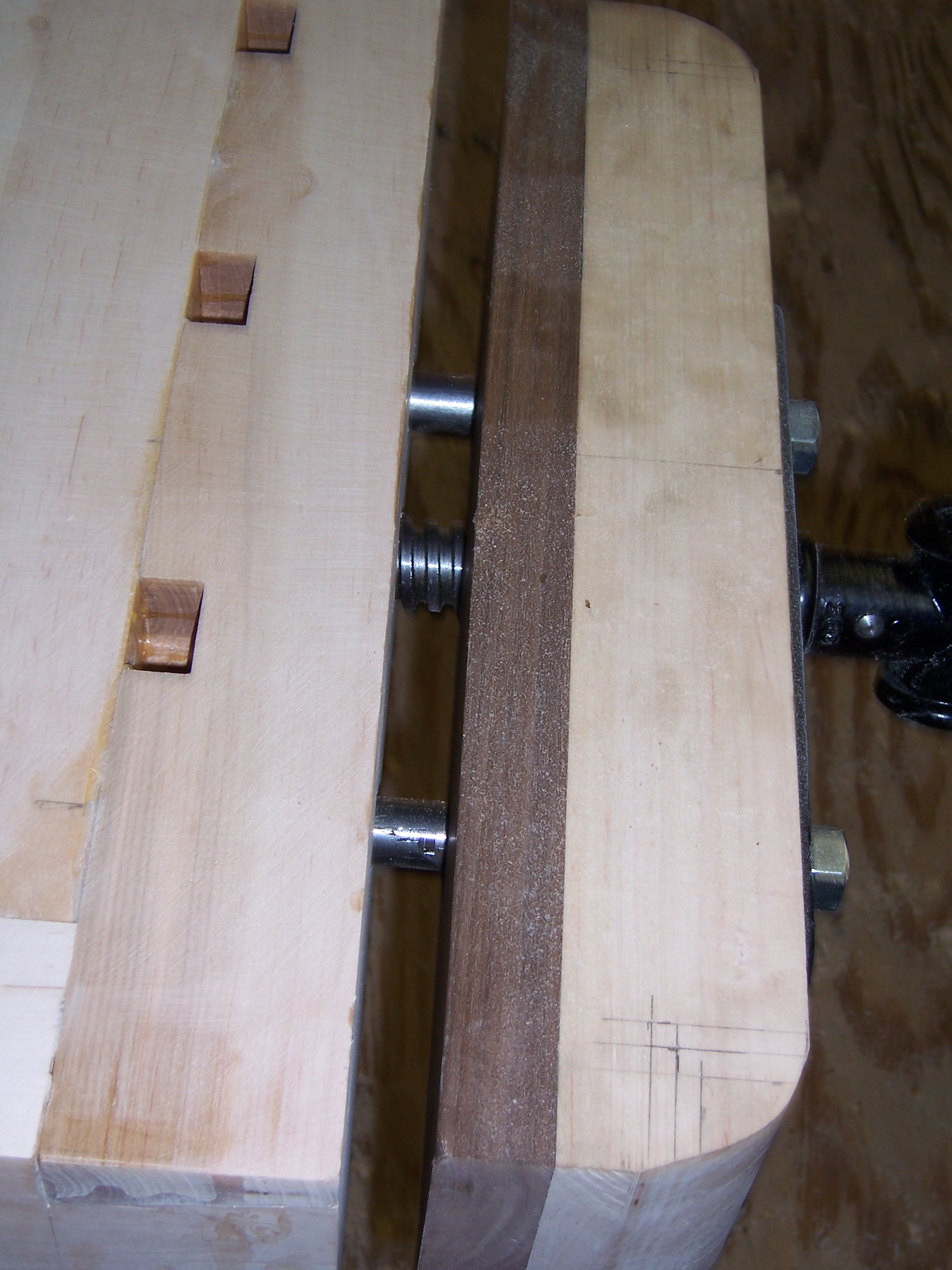 workbench wood vise and bench dog slots